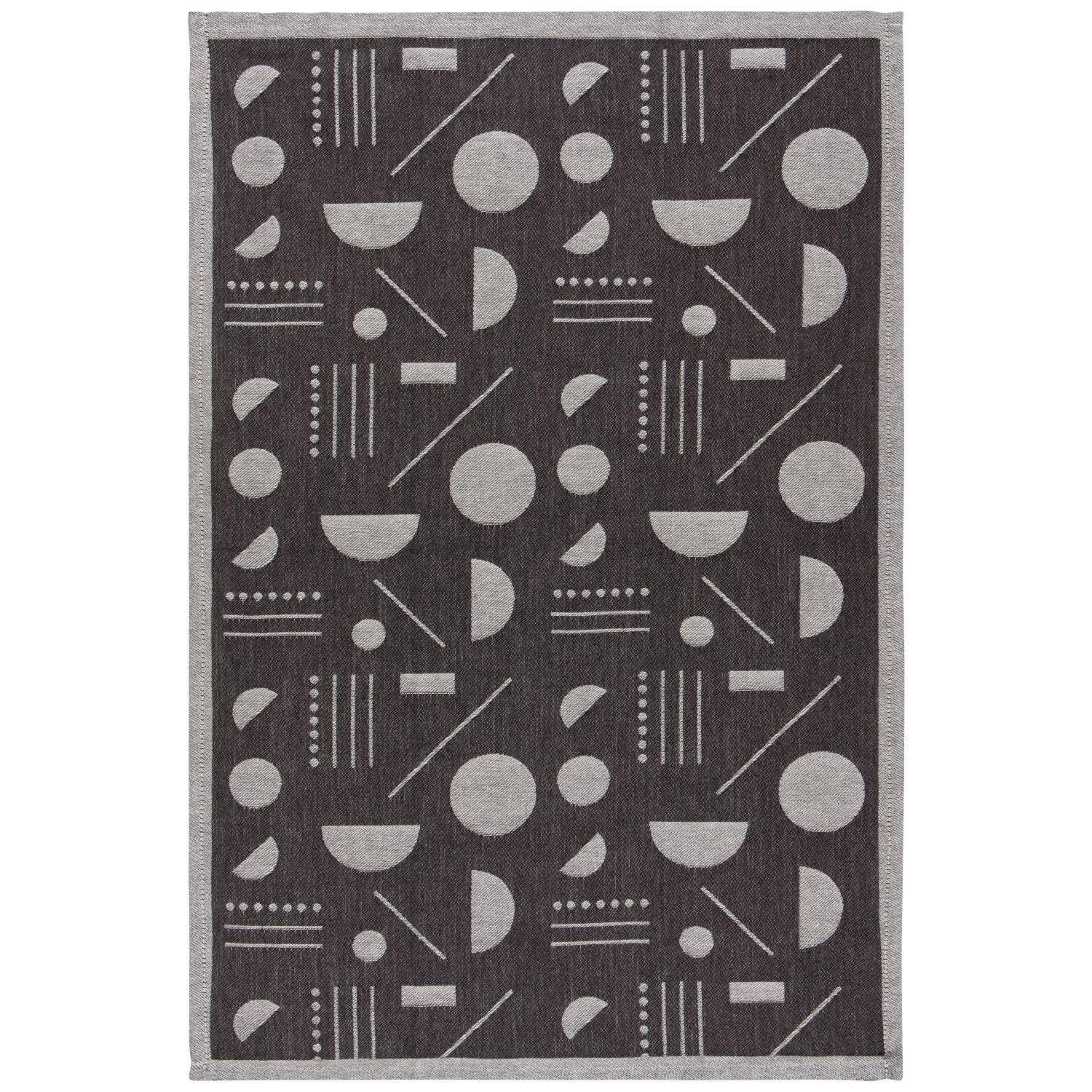 Domino Woven Cotton Jacquard Dishtowel | Geometry Modern Hand Tea Dish Cloth | 18" x 28"