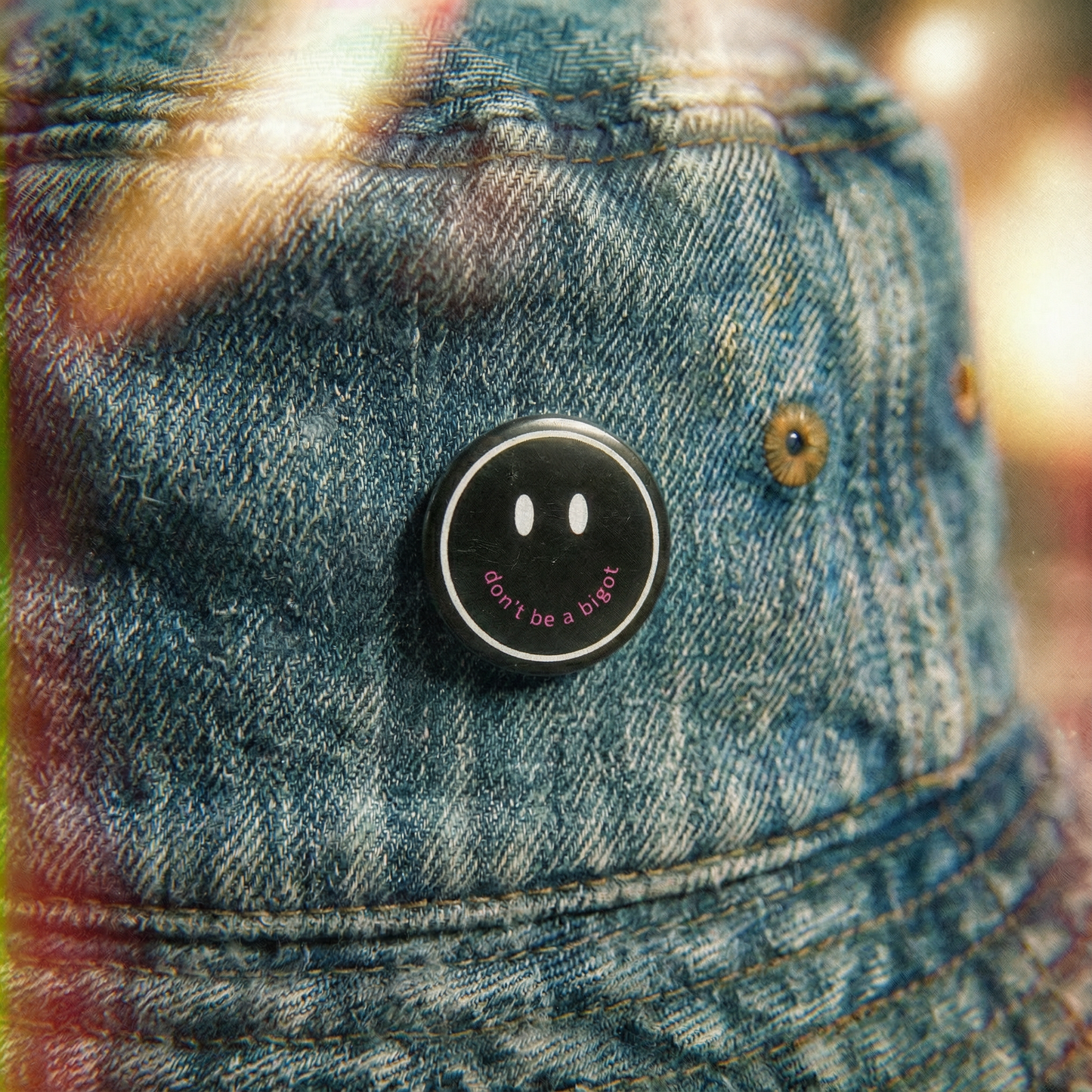 Don't Be a Bigot 1.25" Button Pin in Black | Pride Feminist Pinback Button Badge