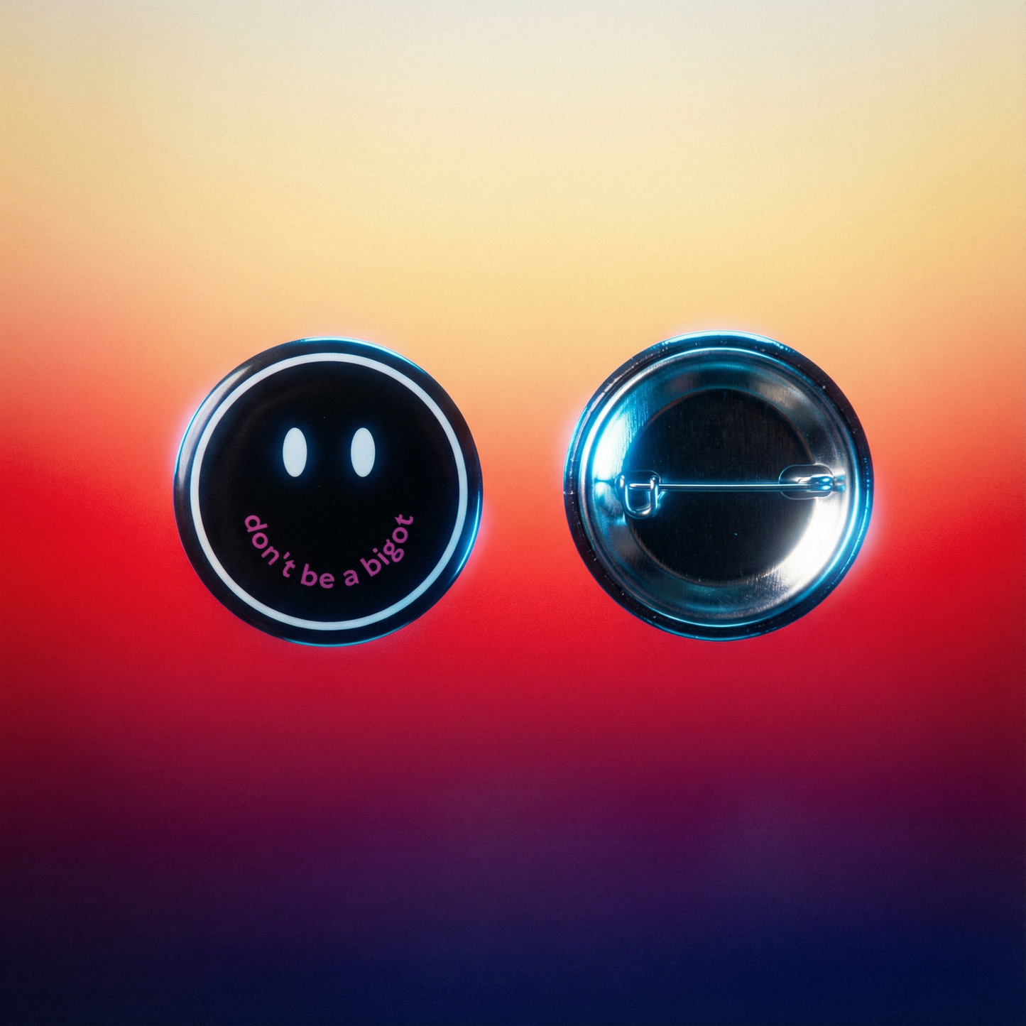 Don't Be a Bigot 1.25" Button Pin in Black | Pride Feminist Pinback Button Badge