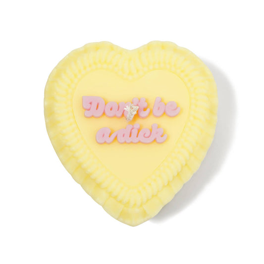 Don’t Be a Dick Heart Cake Candle | Yellow and Pink-Fun Club-The Bullish Store