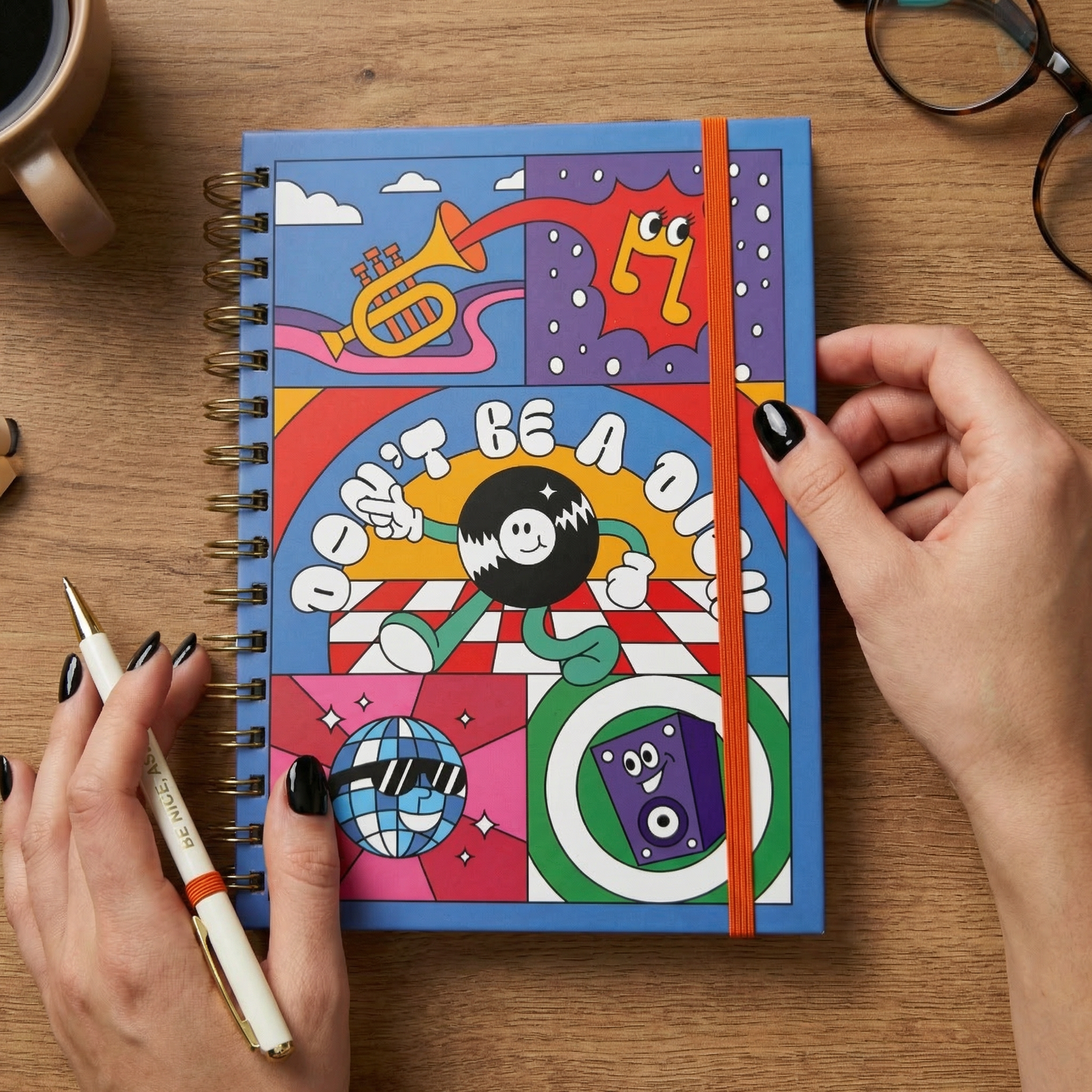 Don’t Be a Dick Journal with Matching Pen | Funny Retro Hardcover Notebook Gift