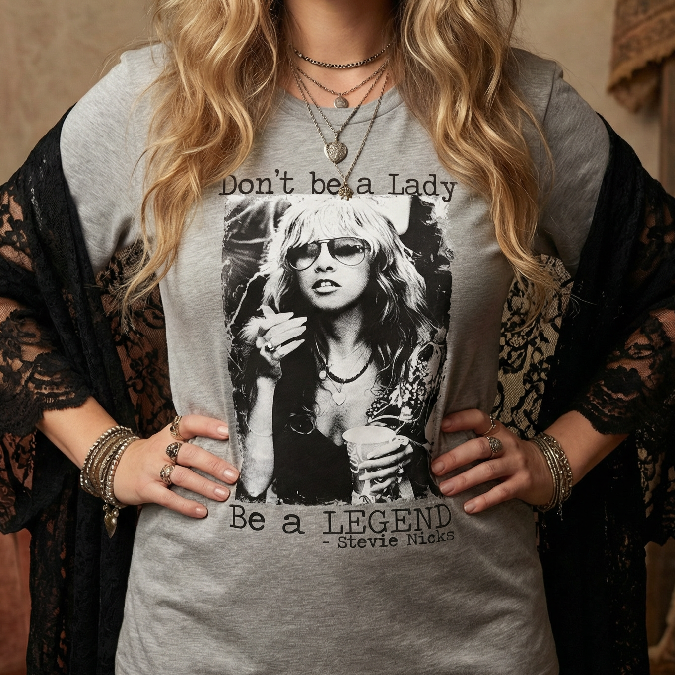Don't Be a Lady Be a Legend Stevie Nicks Graphic Tee Shirt [Size XL only remaining]