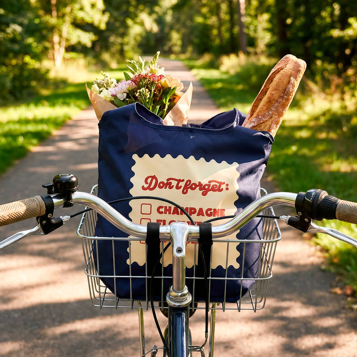 Don't Forget Champagne, Flowers, Cheese Foldable Shopping Bag