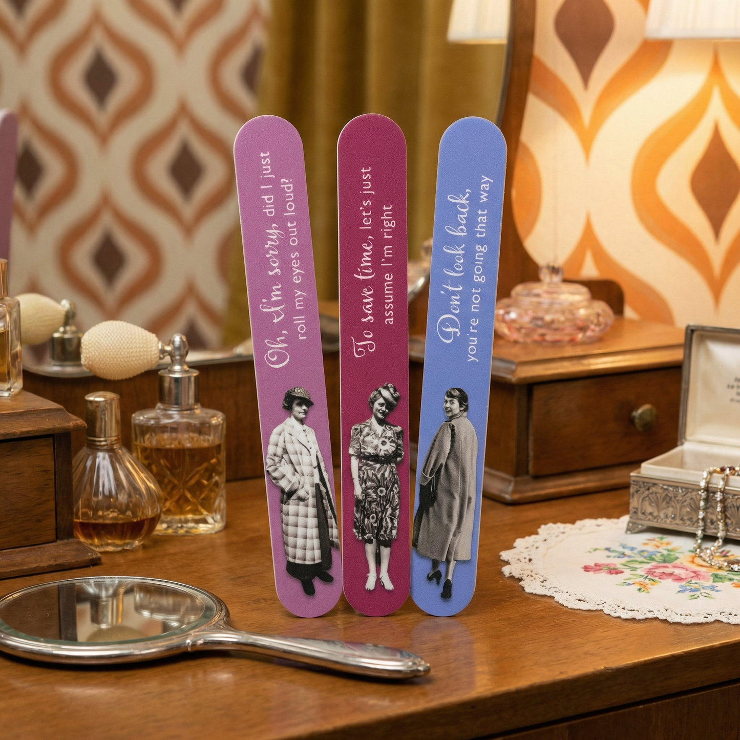 Don’t Look Emery Boards Set of 3 Funny Vintage Nail Files SME23