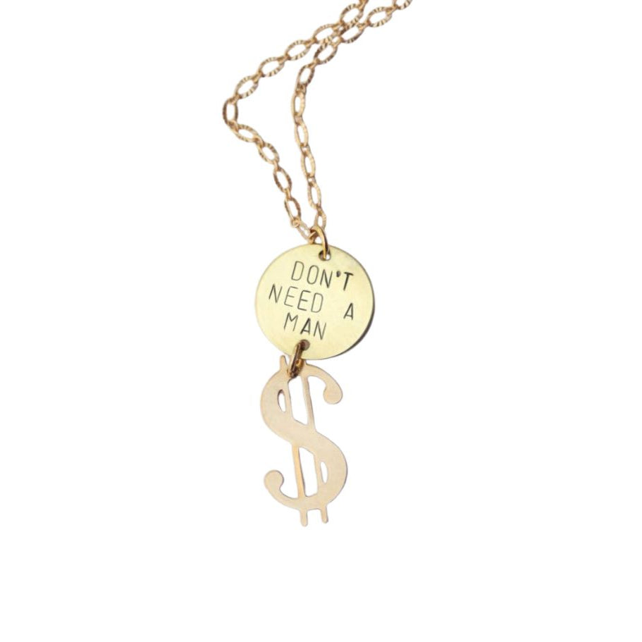 Don't Need a Man Necklace in Brass | Handmade