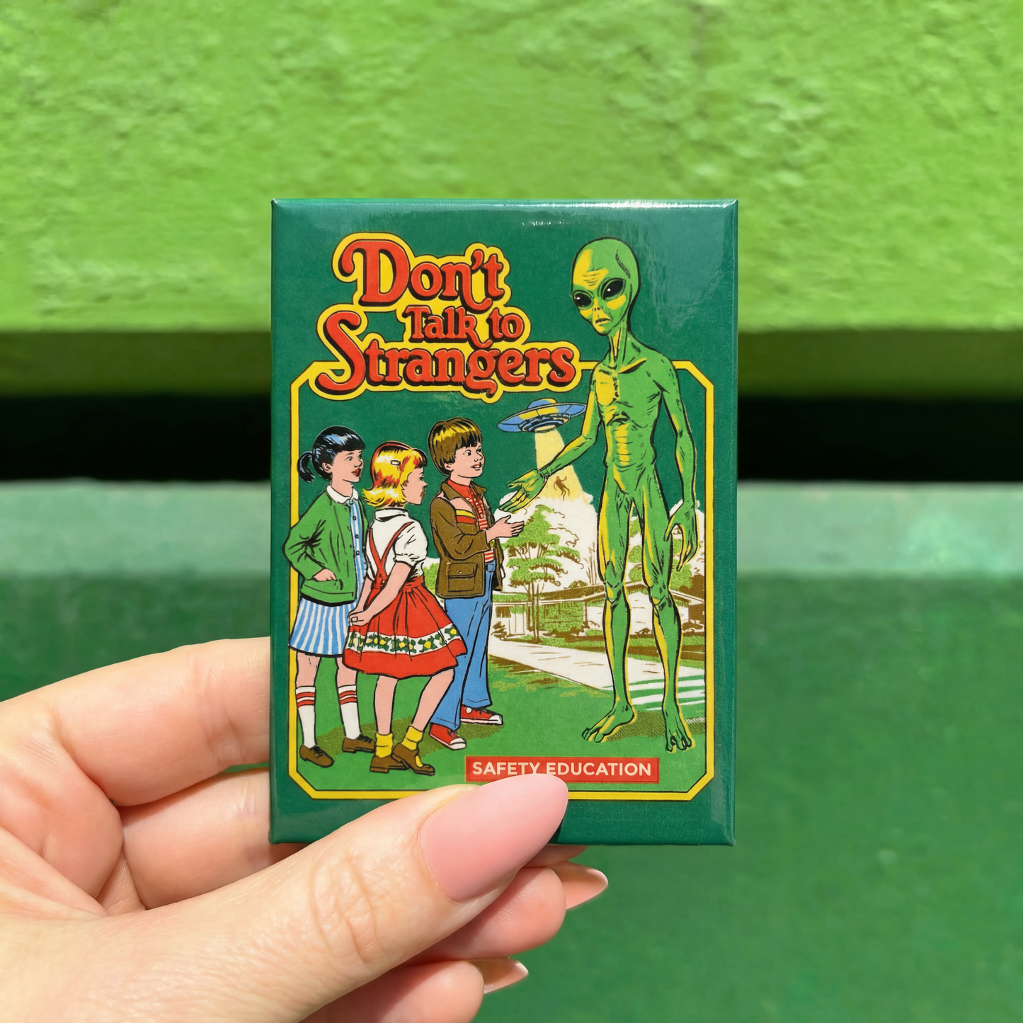 Don't Talk To Strangers Magnet | '80s Children's Book Style Satirical Art by Steven Rhodes