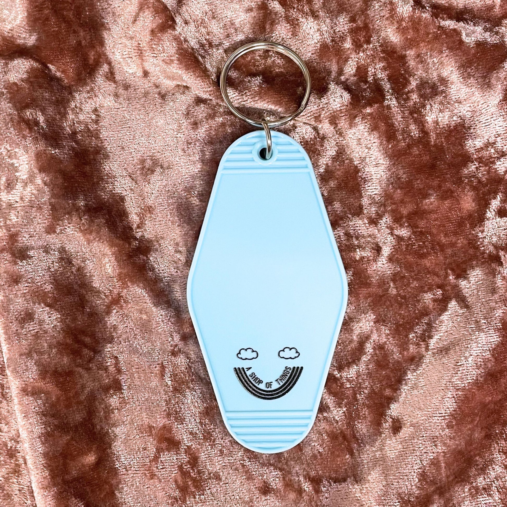 Don't u Call Him Baby Motel Keychain in Light Blue | Rainbow Retro