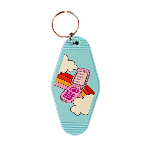Don't u Call Him Baby 90s Y2K Flip Phone Motel Keychain in Light Blue | Rainbow Retro