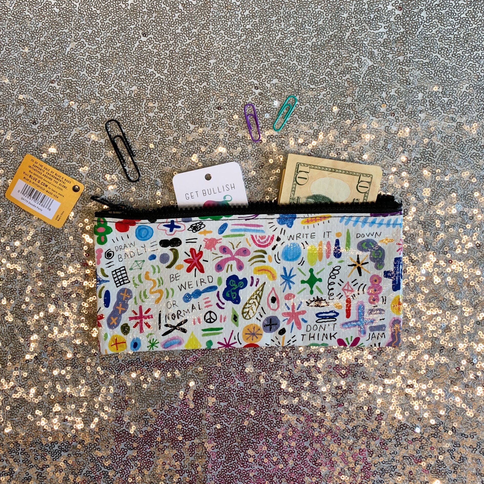 Doodle Party Pencil Case | 4.25" x 8.5" | BlueQ at GetBullish