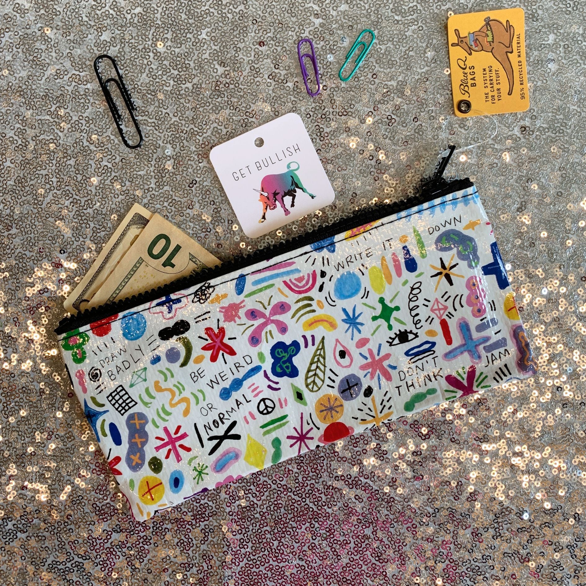 Doodle Party Pencil Case | 4.25" x 8.5" | BlueQ at GetBullish