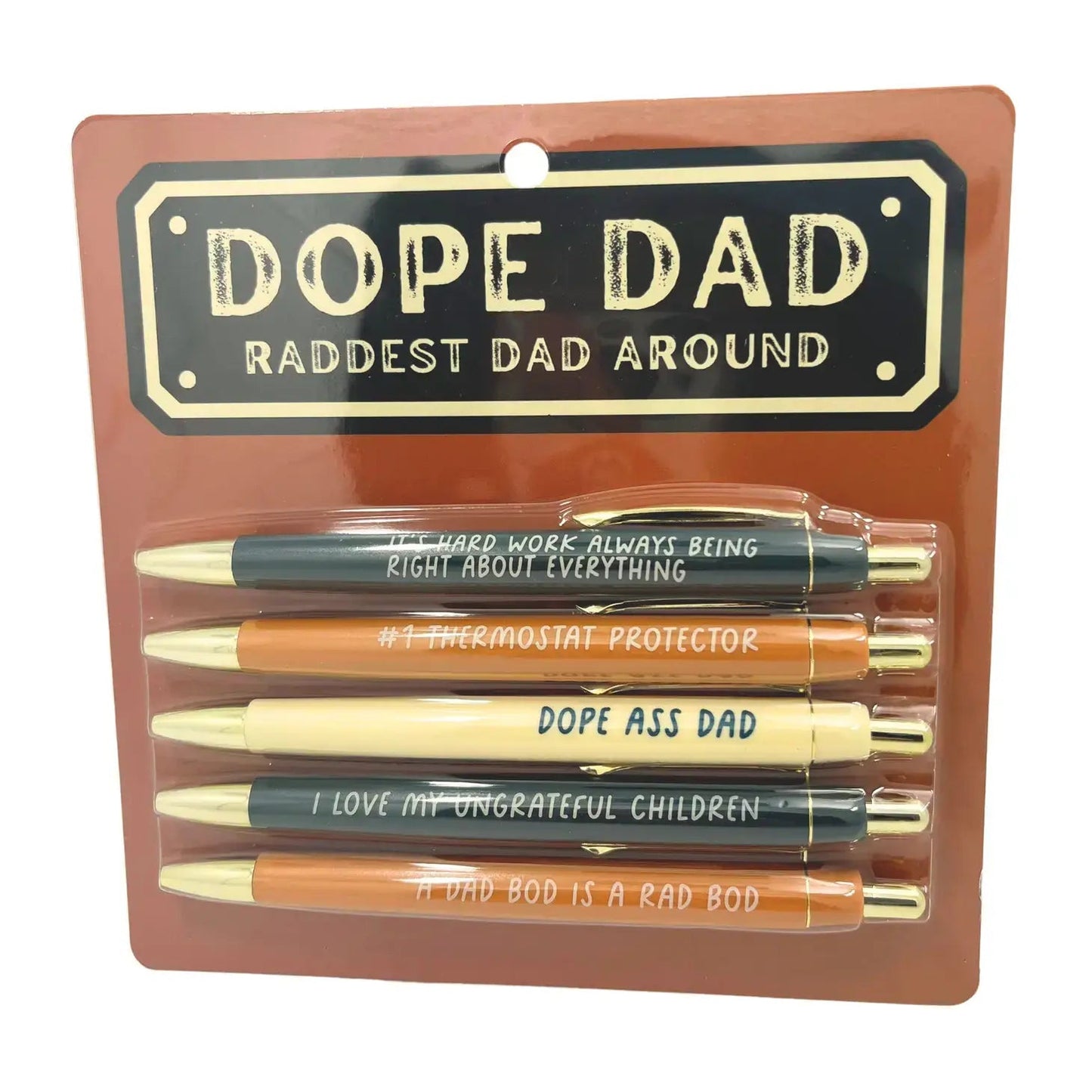 Dope Dad Pen Set | Funny Gift for Father's Day | Giftable Set of 5 Black Ink Ballpoint Pens