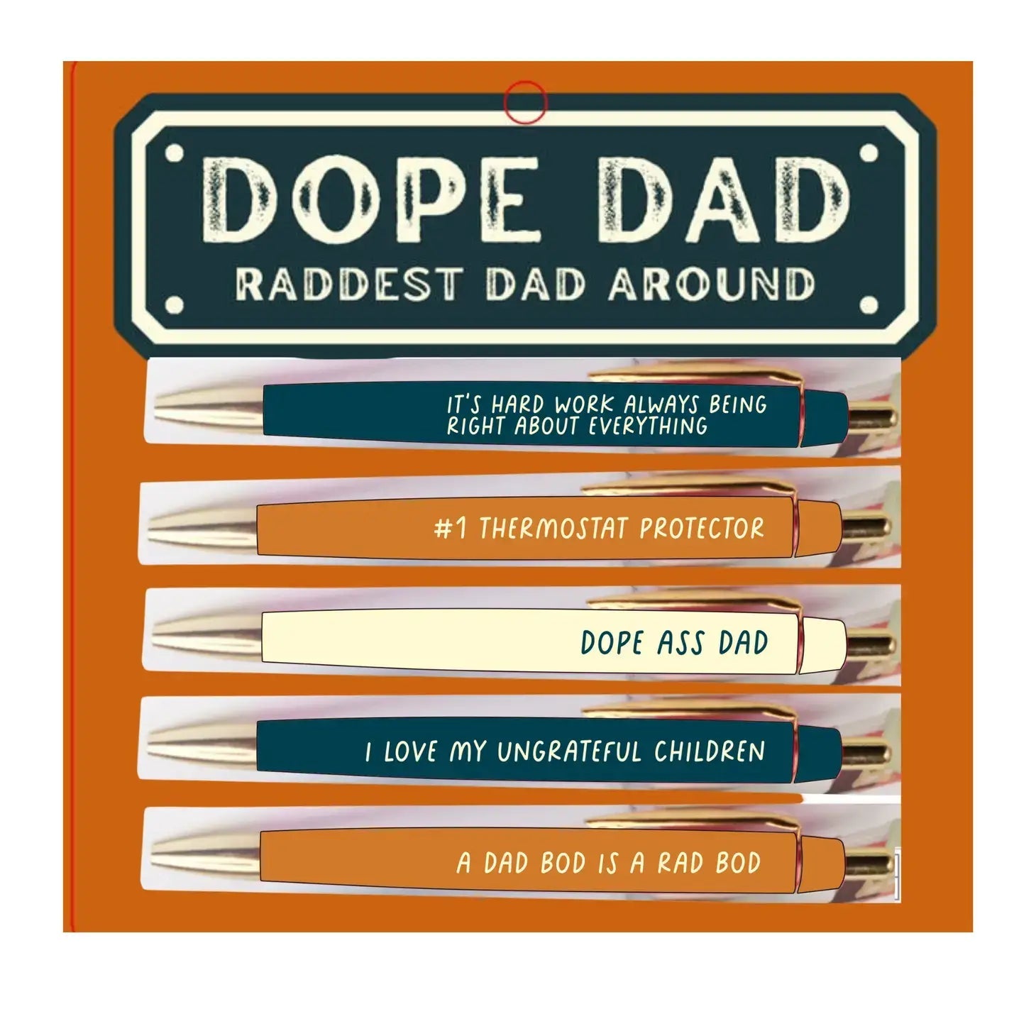 Dope Dad Pen Set | Funny Gift for Father's Day | Giftable Set of 5 Black Ink Ballpoint Pens