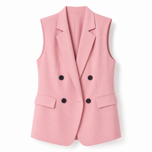 Double Breasted Blazer Vest in Pink [Sizes SM-XL]