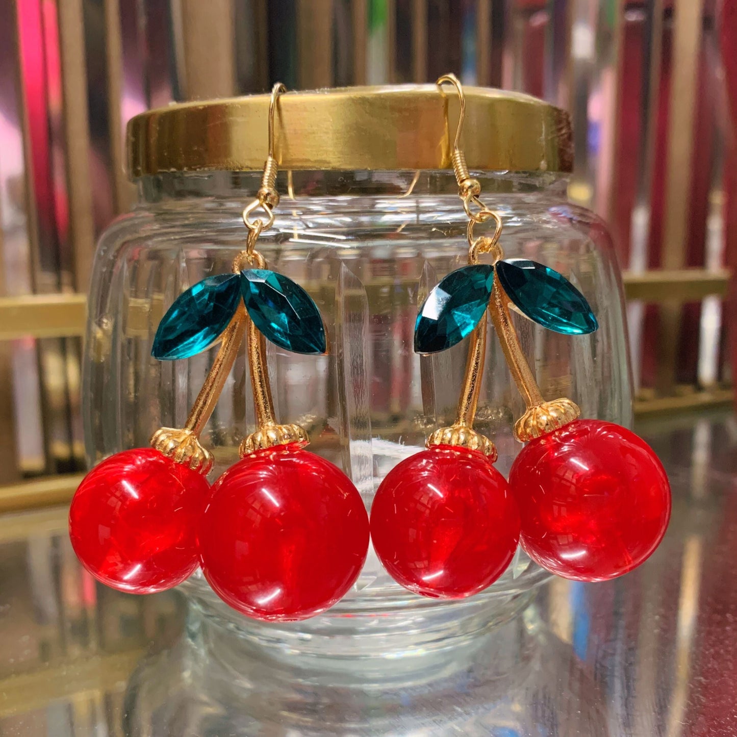 Double Cherries Rockabilly Earrings | 2.5" long