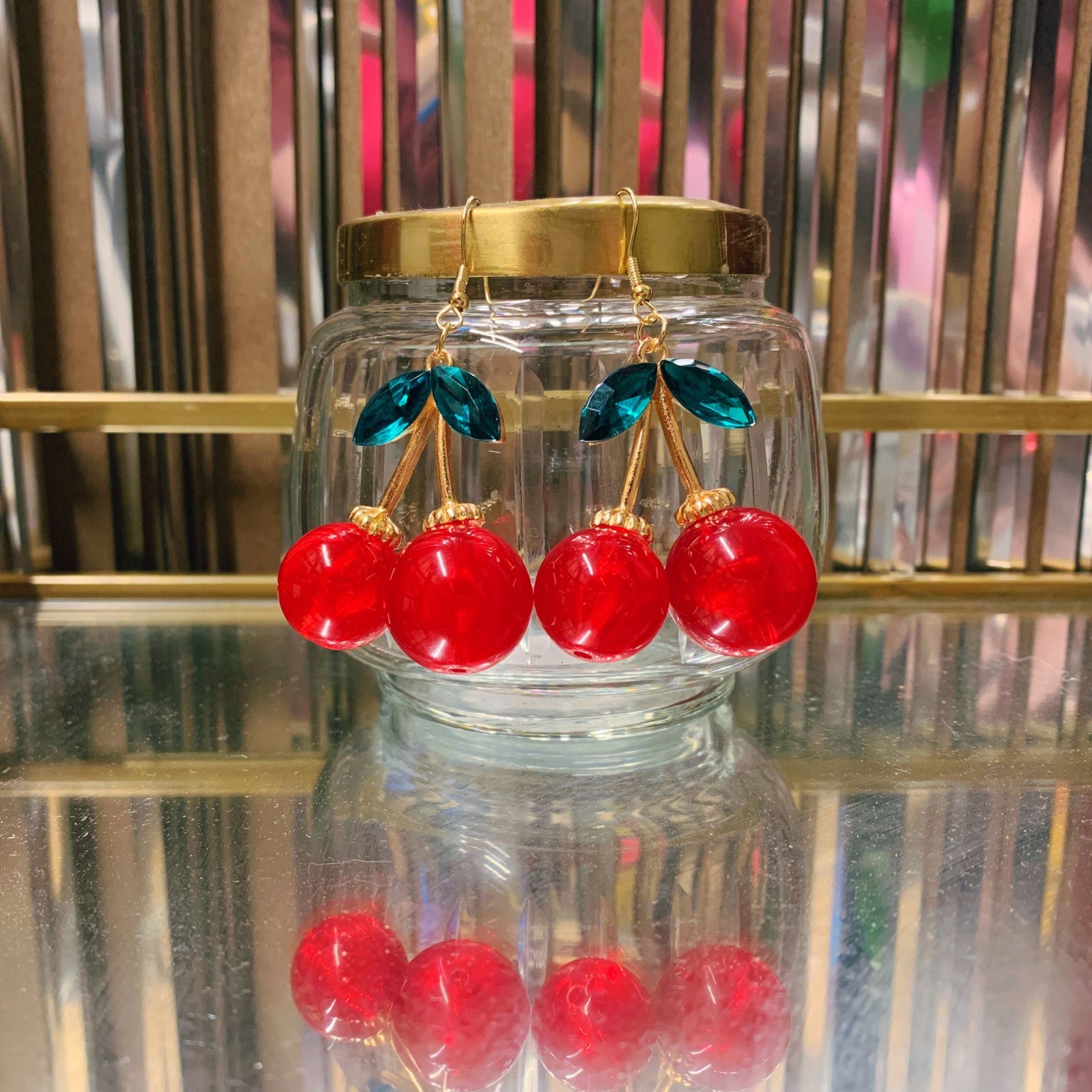 Double Cherries Rockabilly Earrings | 2.5" long