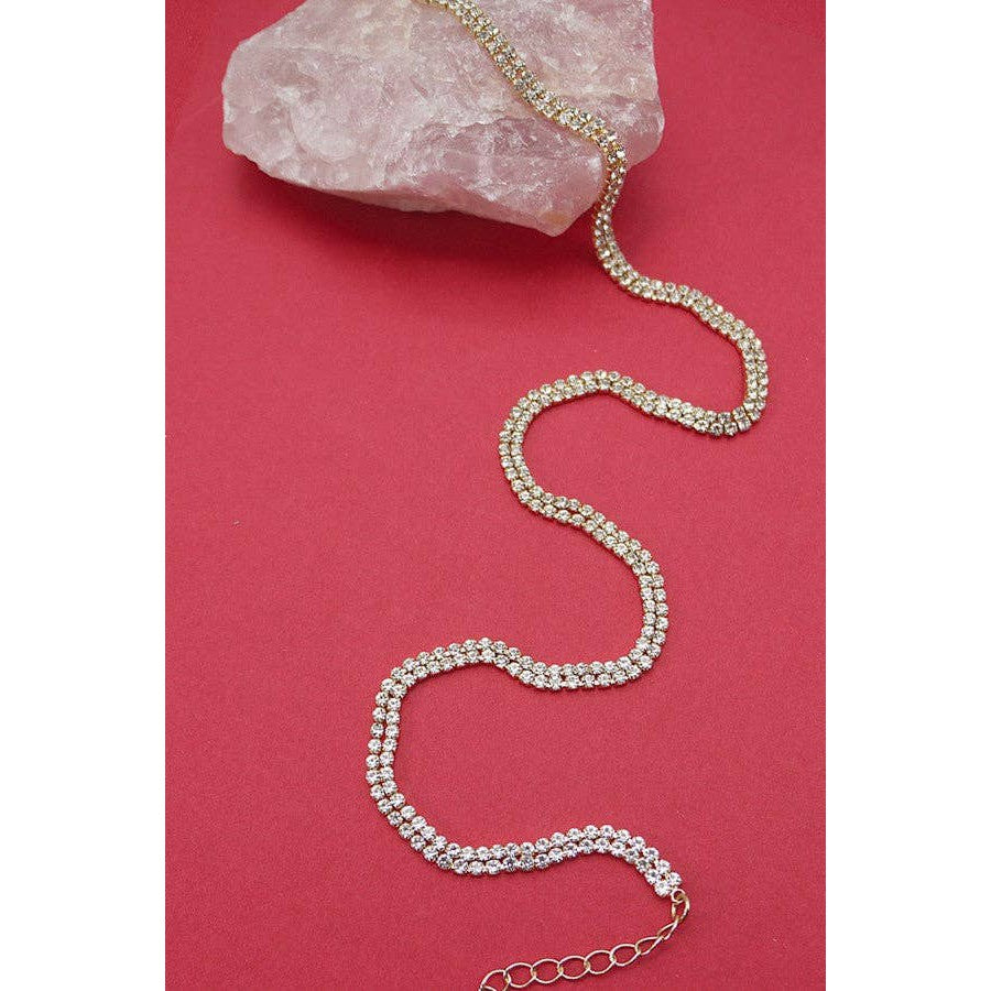 Double Row Rhinestone Chain Double Row Rhinestone Chain Necklace | Choker Gold Plated Jewelry – The ...