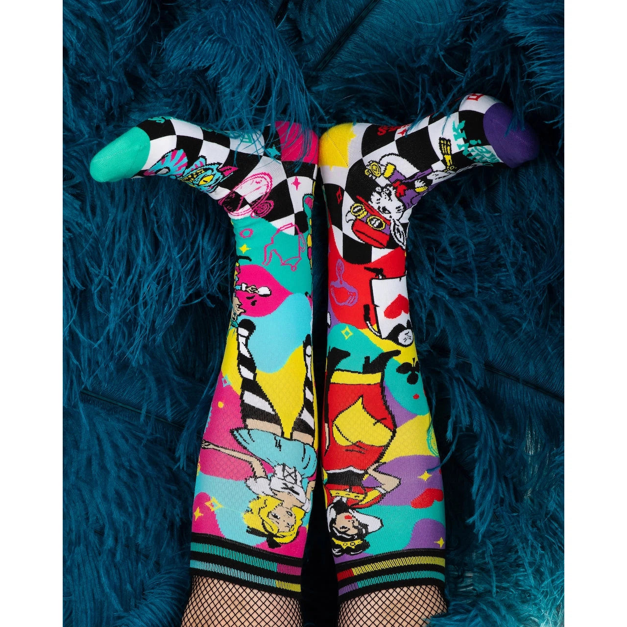 Down The Rabbit Hole Alice in Wonderland Themed Wild Knee High Socks