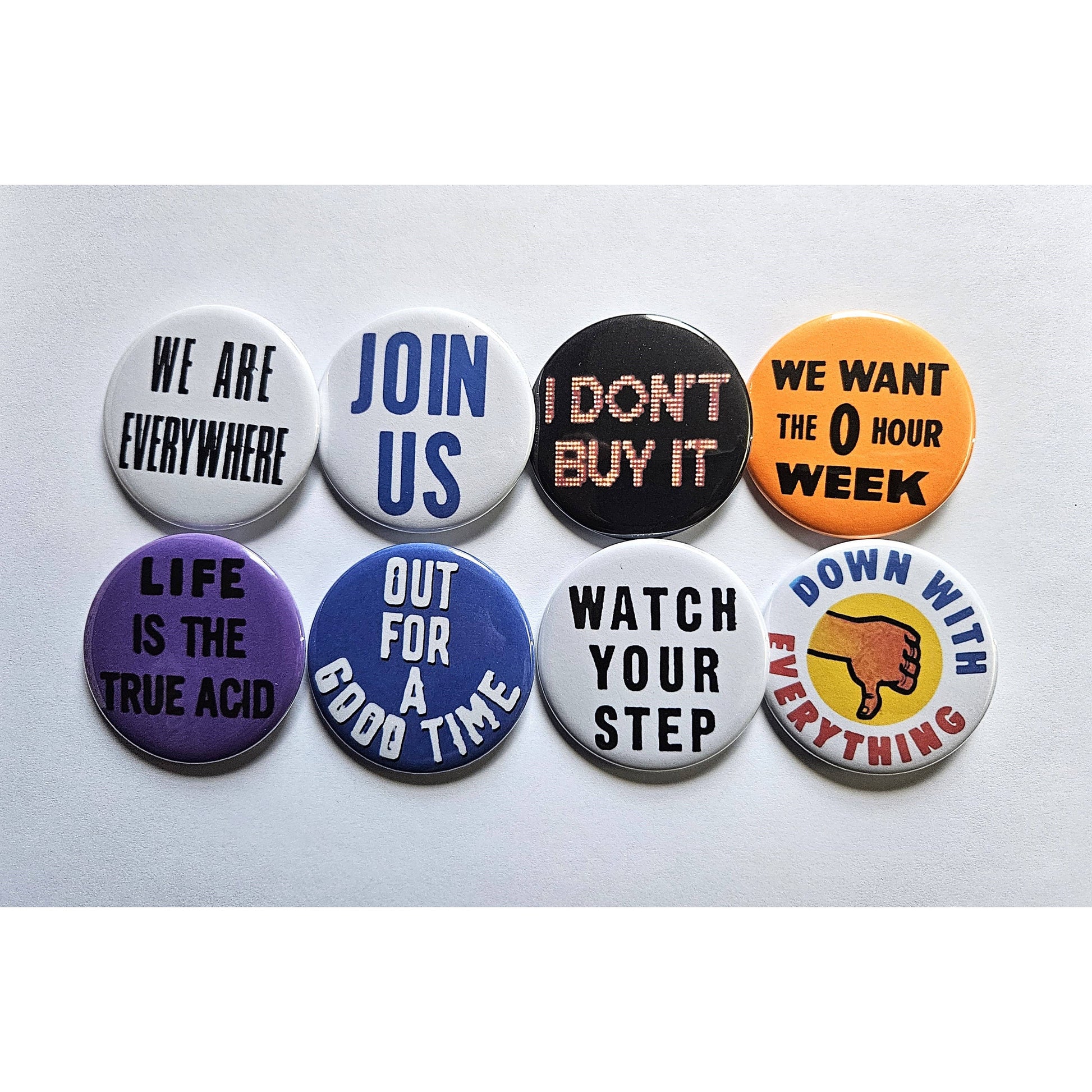 Down With Everything Small Pinback Button | Thumbs Down 1.25" Diameter