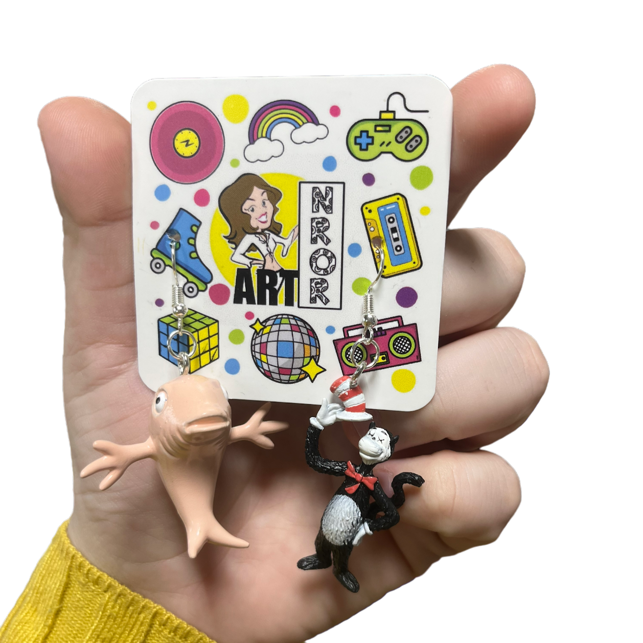 Dr. Seuss The Cat in the Hat Earring | Cat and Fish Dangle Earrings