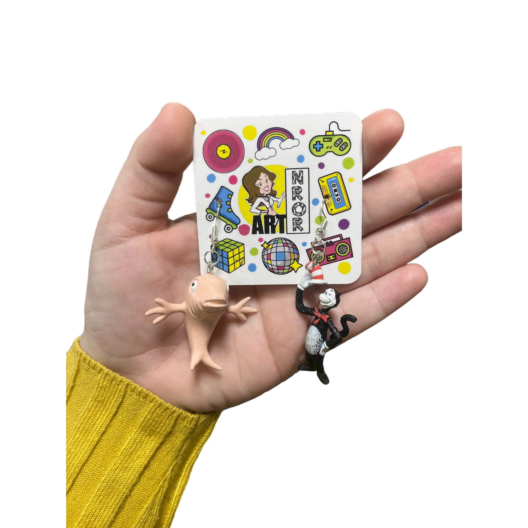 Dr. Seuss The Cat in the Hat Earring | Cat and Fish Dangle Earrings