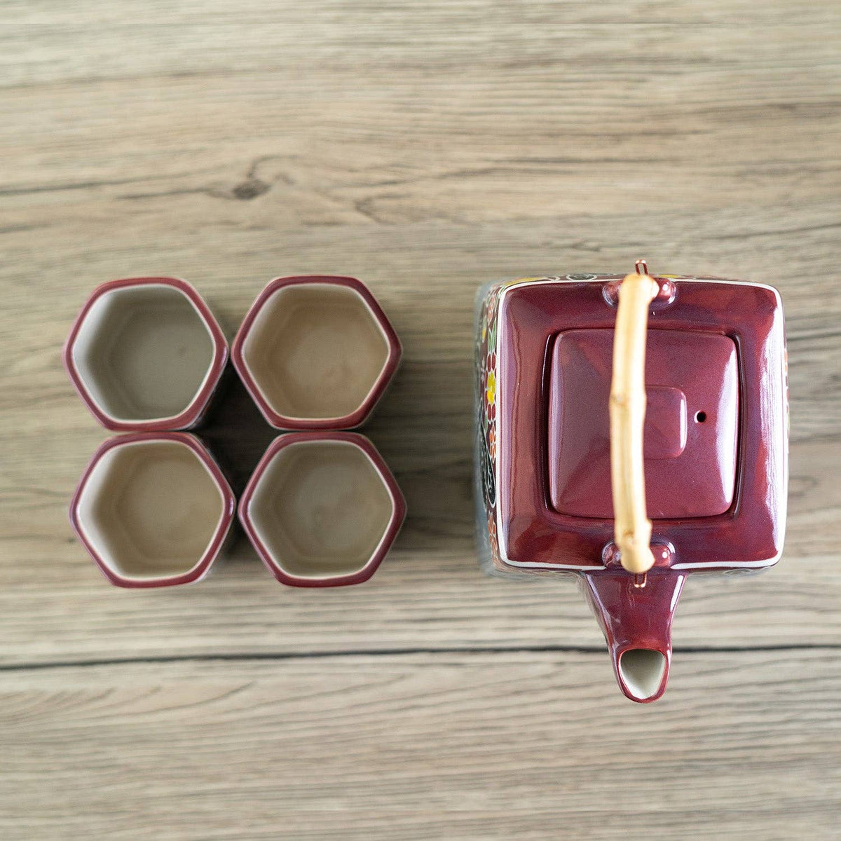 Dragonfly Tombo Porcelain Tea Set | 20 fl oz Teapot and 4 Hexagon Cups-Urban Tokyo-The Bullish Store