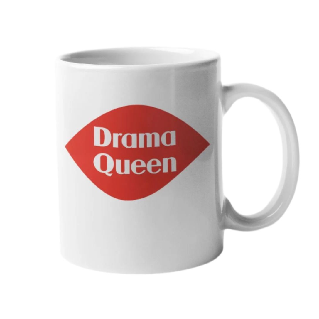 Drama Queen Ceramic Mug in White | Coffee Tea Cup | 15oz