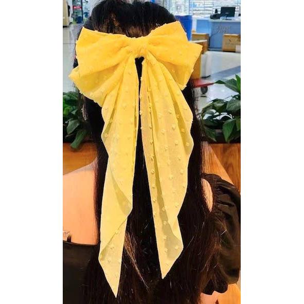 Dramatic Swiss Dot Hair Bow in Black or Yellow