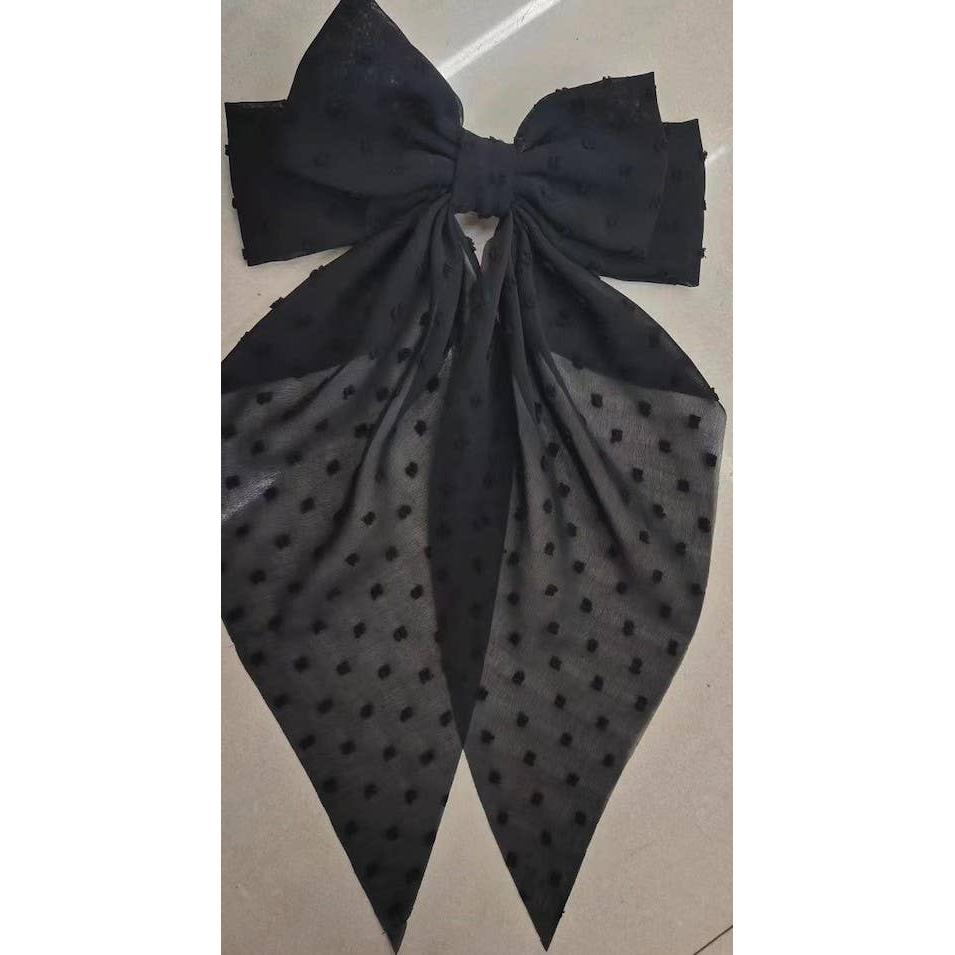 Dramatic Swiss Dot Hair Bow in Black or Yellow
