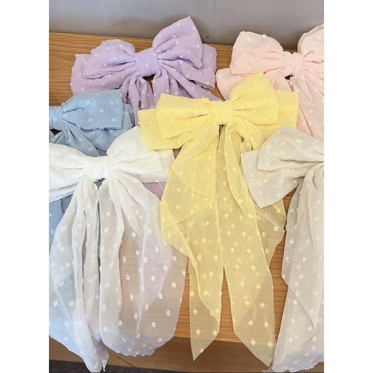 Dramatic Swiss Dot Hair Bow in Black or Yellow