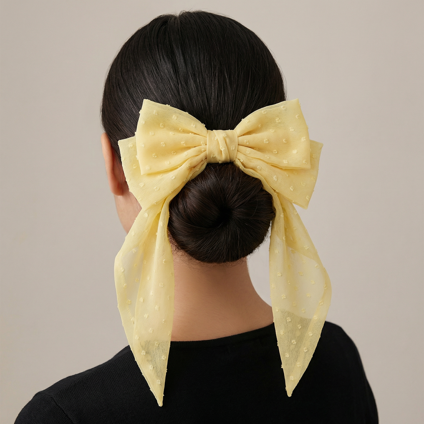 Dramatic Swiss Dot Hair Bow in Black or Yellow