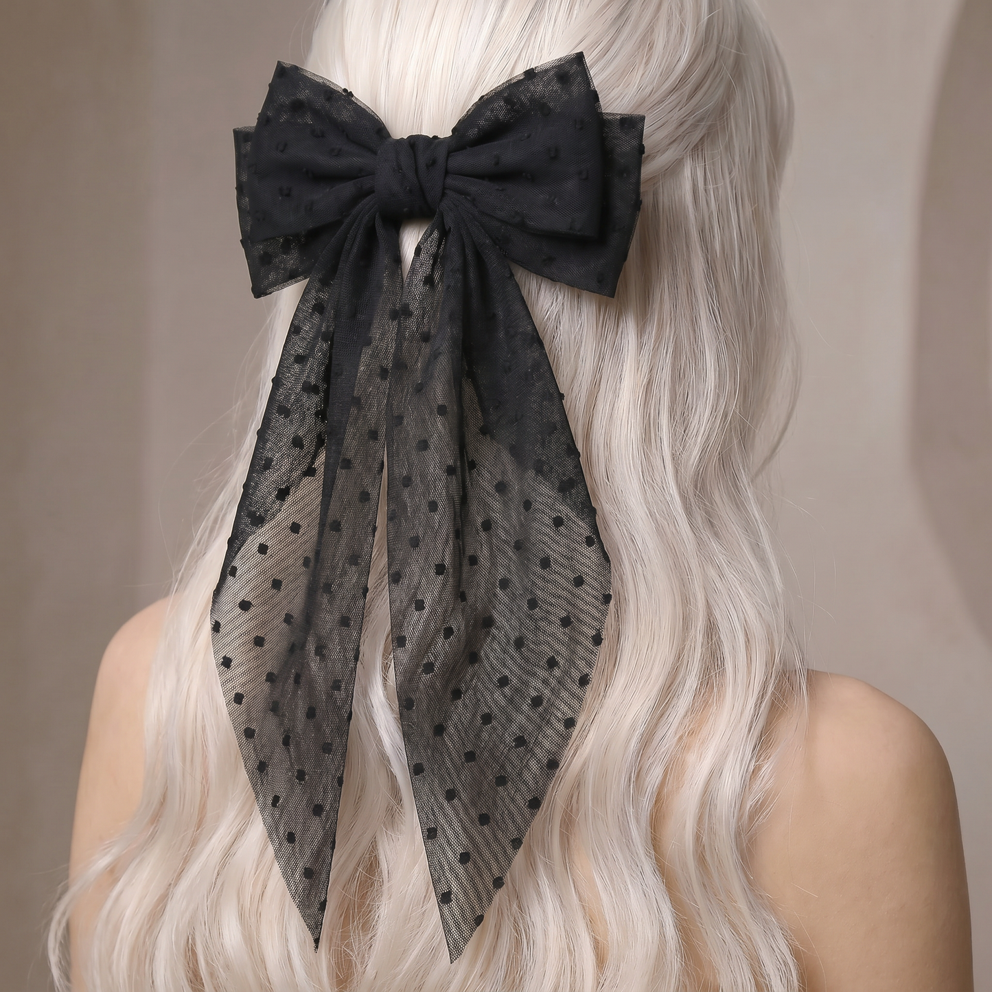 Dramatic Swiss Dot Hair Bow in Black or Yellow