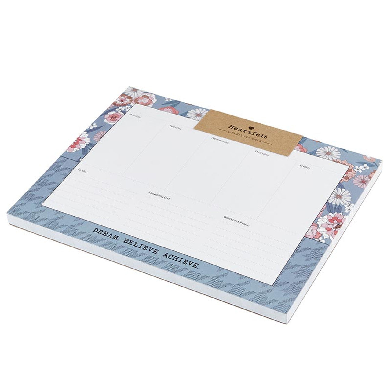 Dream Believe Achieve Undated Weekly Planner | Desk Table Organizer | 9" x 7"