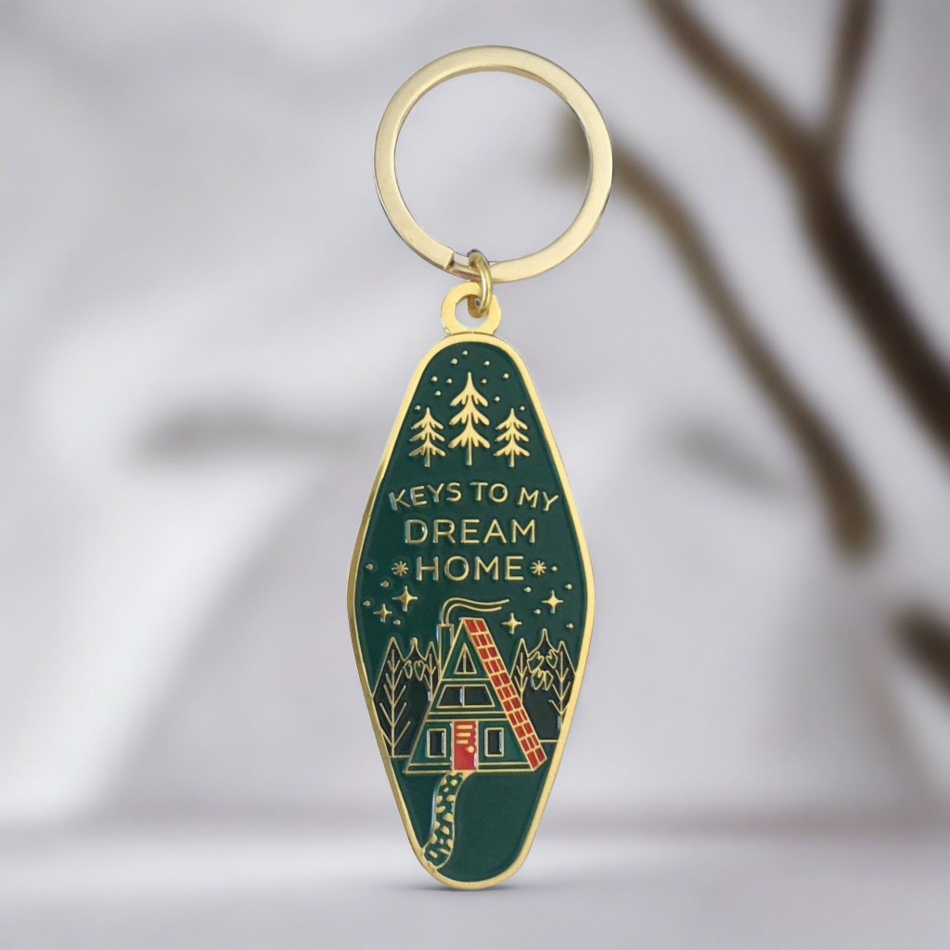 Dream Home Keychain in Gold and Green