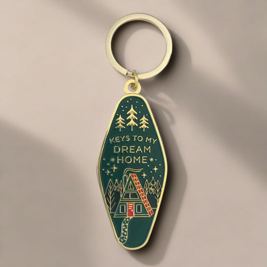 Dream Home Keychain in Gold and Green