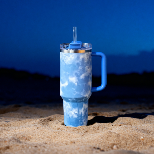 Dreamy Clouds 40 oz Stainless Steel Insulated Handle Tumbler | XL Size with Straw