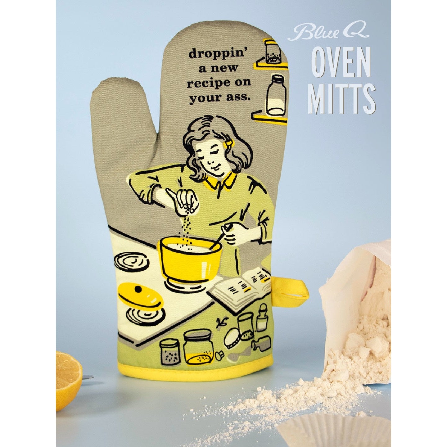 Droppin' a New Recipe on Your Ass Oven Oven Mitt | Kitchen Thermal Single Pot Holder | BlueQ at GetBullish