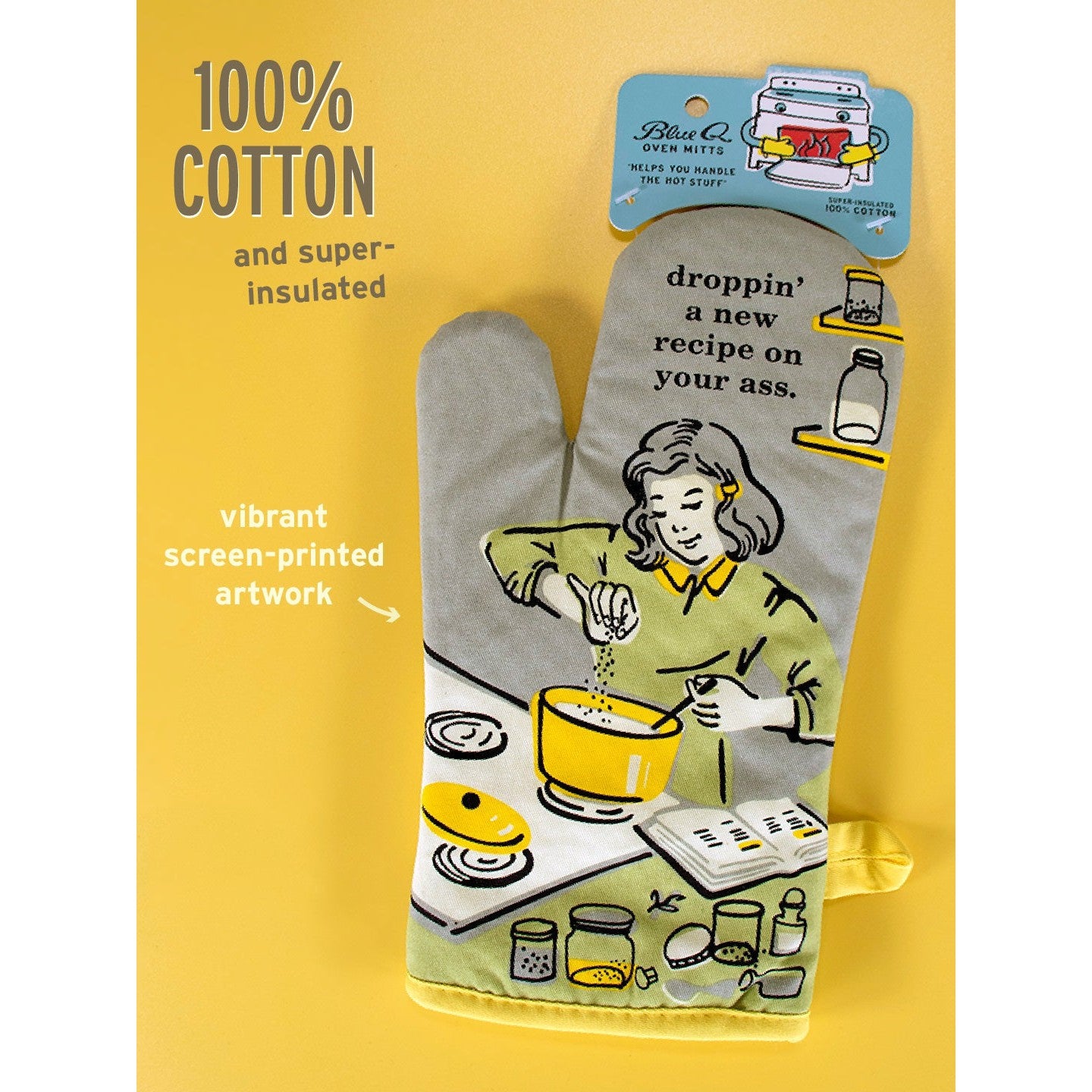 Droppin' a New Recipe on Your Ass Oven Oven Mitt | Kitchen Thermal Single Pot Holder | BlueQ at GetBullish