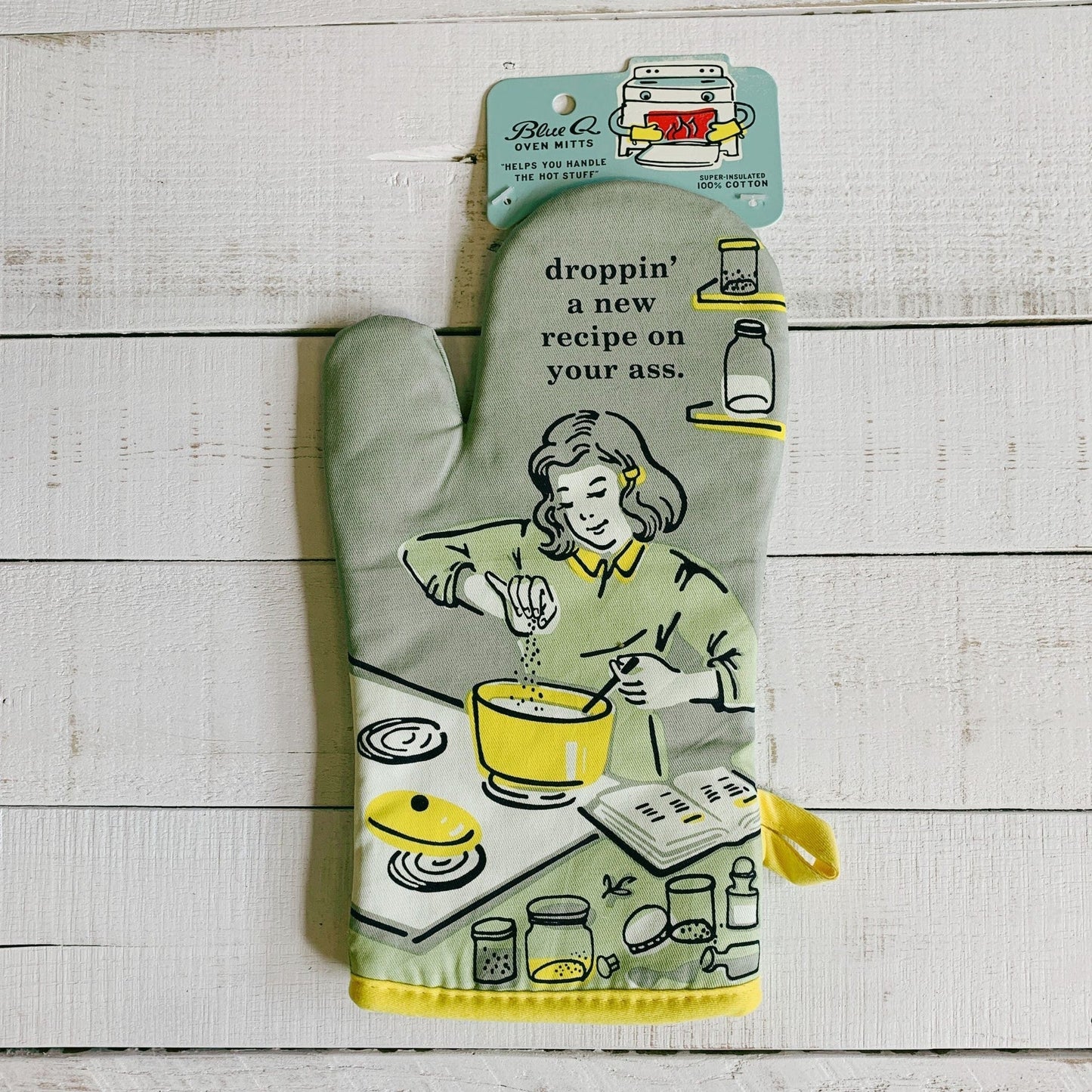 Droppin' a New Recipe on Your Ass Oven Oven Mitt | Kitchen Thermal Single Pot Holder | BlueQ at GetBullish