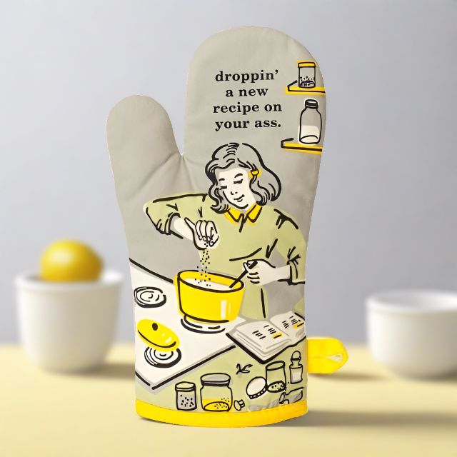 Droppin' a New Recipe on Your Ass Oven Oven Mitt | Kitchen Thermal Single Pot Holder | BlueQ at GetBullish