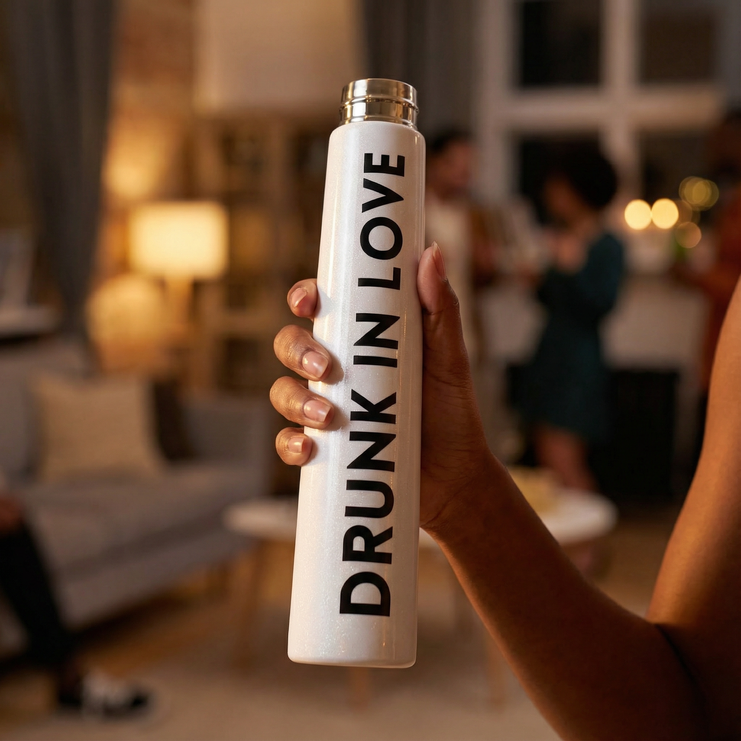 Drunk In Love Flask Bottle in White | Stainless Steel Double Wall Insulated Tumbler | 8oz