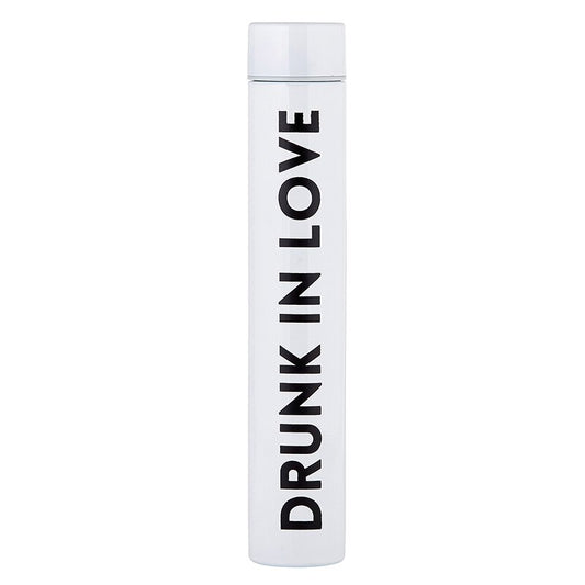 Drunk In Love Flask Bottle in White | Stainless Steel Double Wall Insulated Tumbler | 8oz