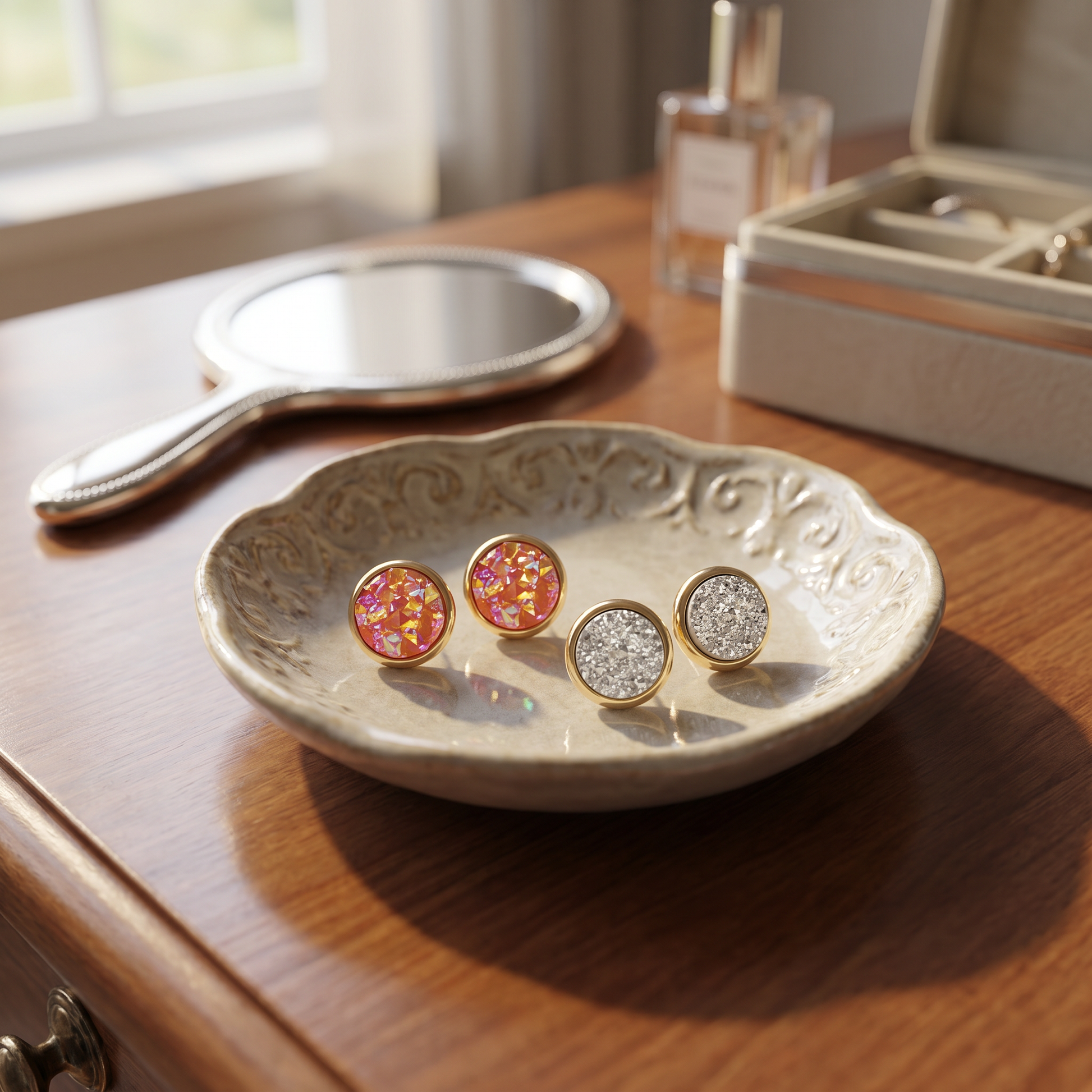 Druzy Stud Earrings | Crystal Sparkle Studs in 4 Colors