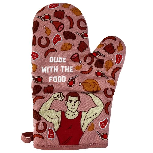 Dude with the Food Oven Mitt in Pink | Kitchen Thermal Single Pot Holder
