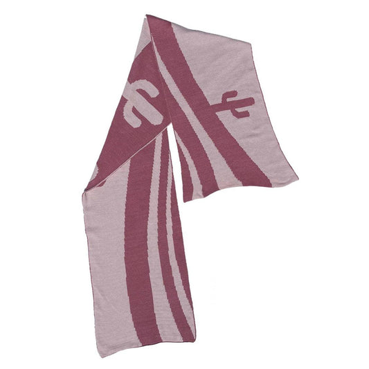 Dust Rose Desert Novelty Scarf | Retro Intarsia Knit Scarf