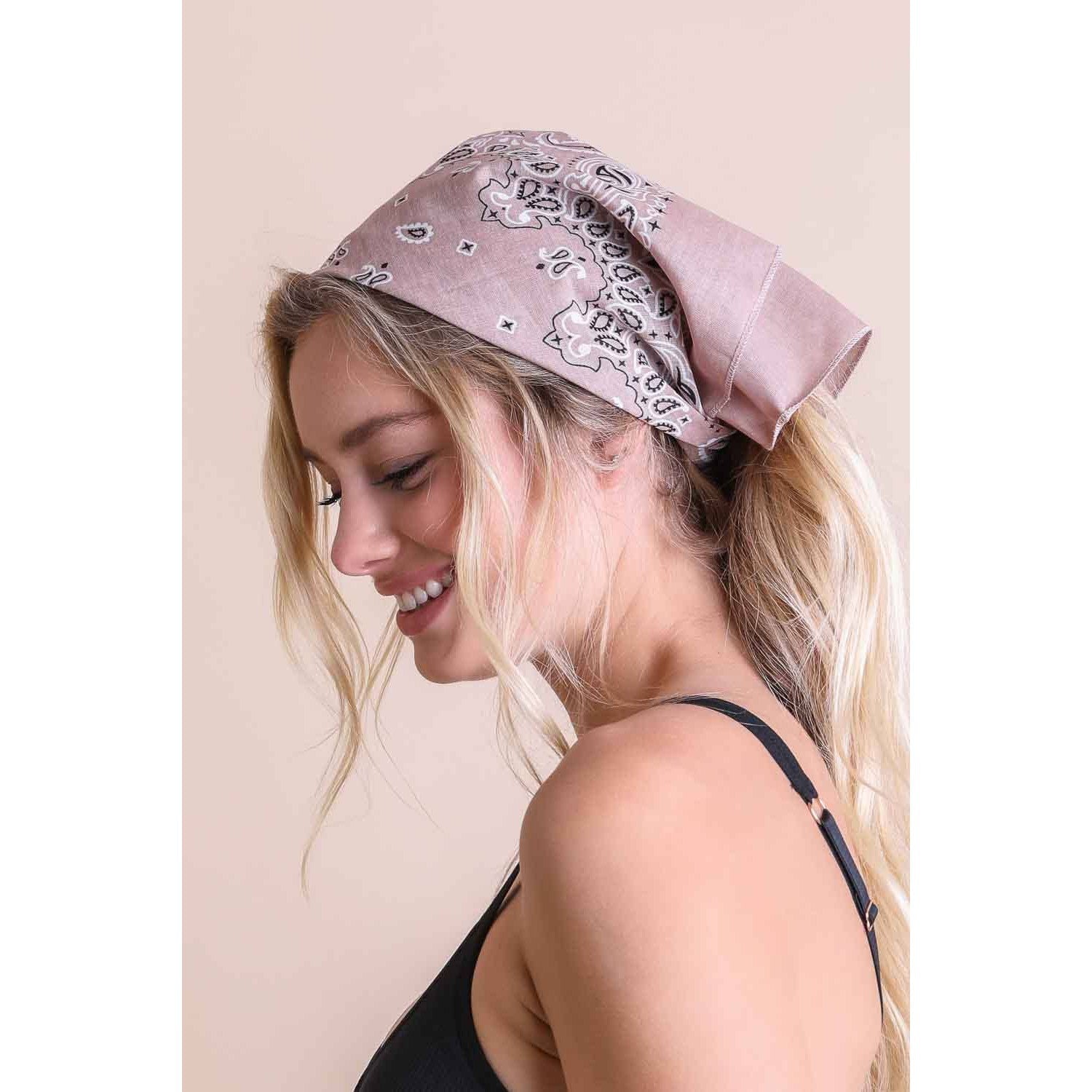 Dusty Rose Muted Color Bandana | Boho Hair Scarf Headband