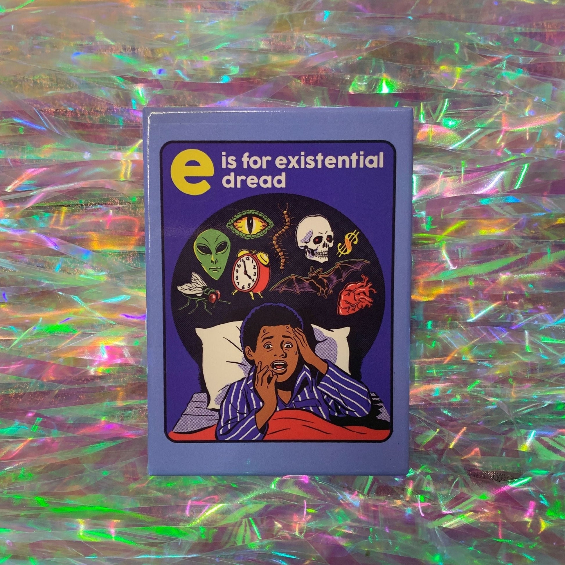 E Is For Existential Dread Magnet | '80s Children's Book Style Satirical Art by Steven Rhodes