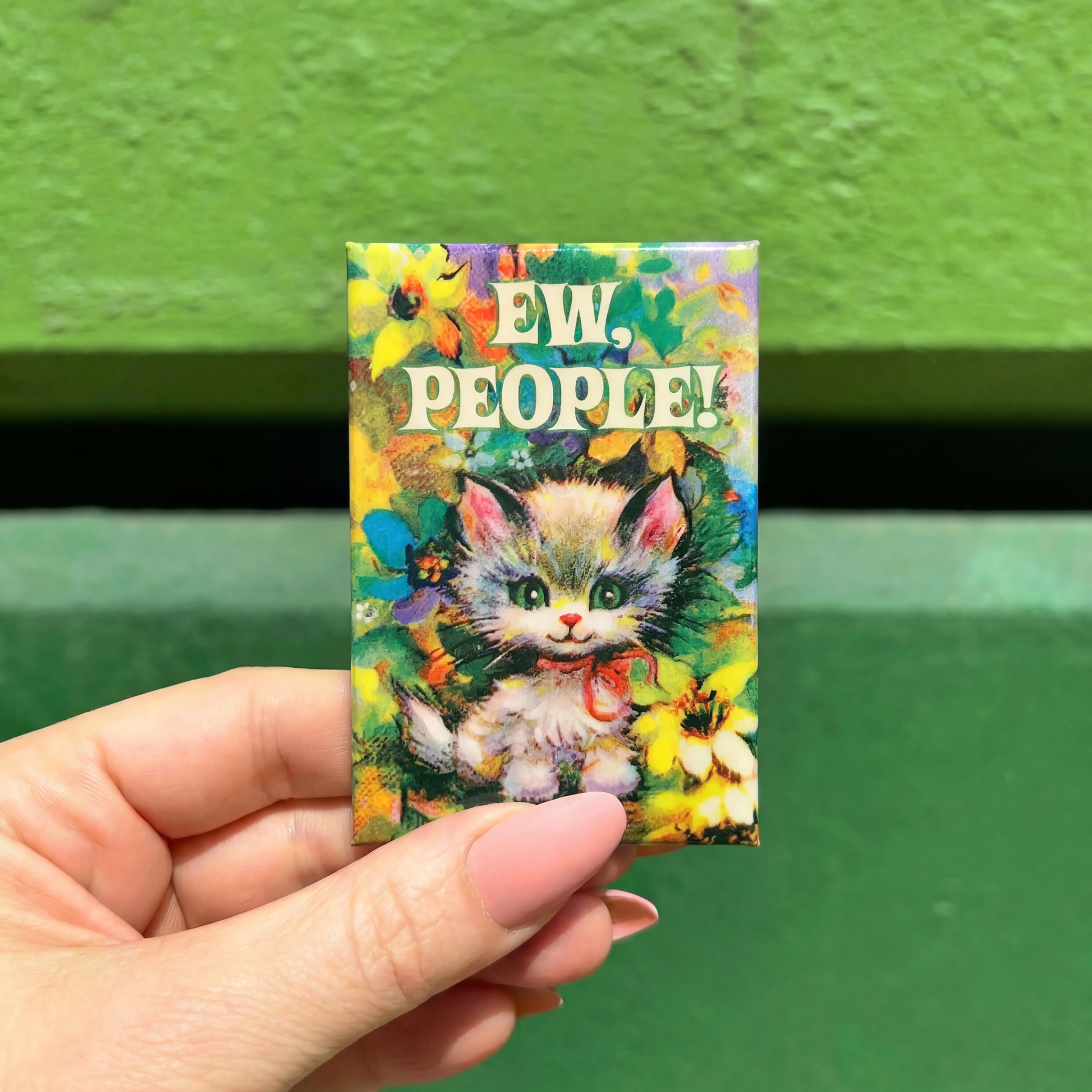 EW, PEOPLE! Rectangular Magnet | Cute Cat Refrigerator Magnet | 3" x 2"