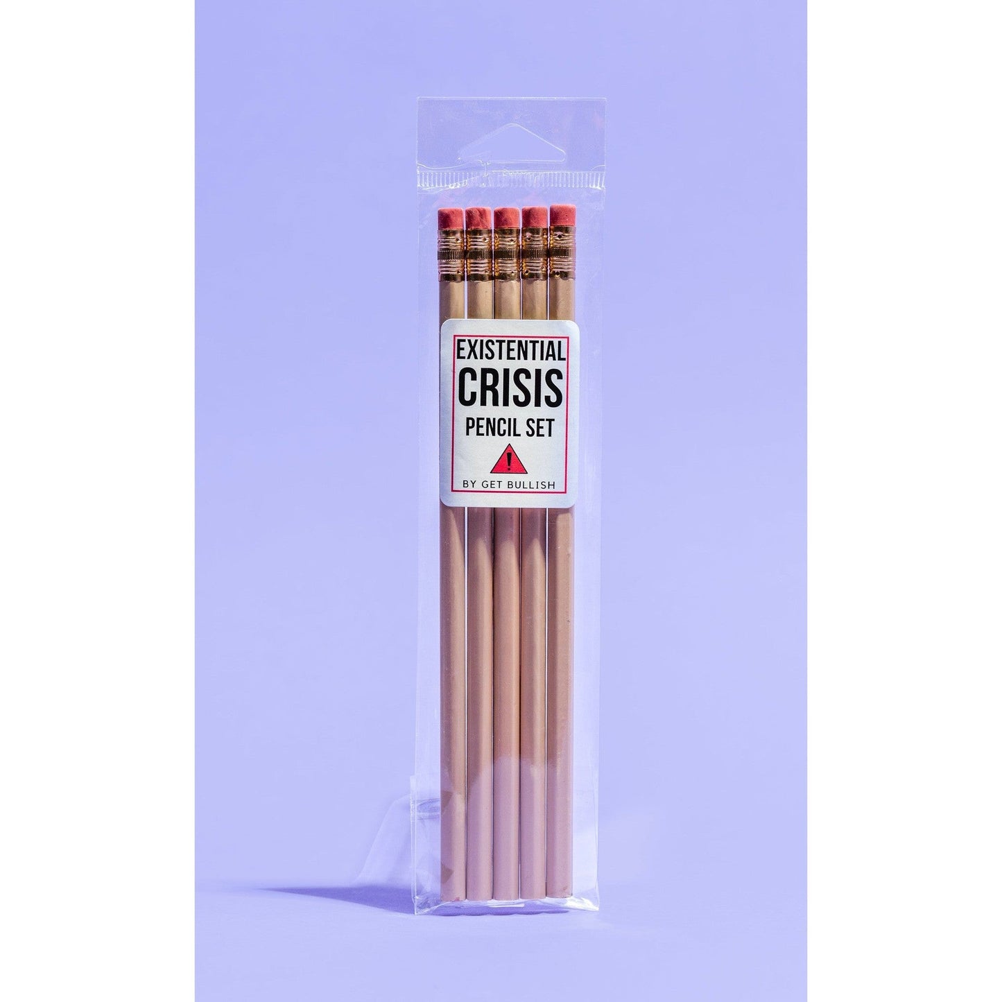 EXISTENTIAL CRISIS Pencil Set | 5 Cedar Pencils | Cream with Blood-Red Foil Stamping