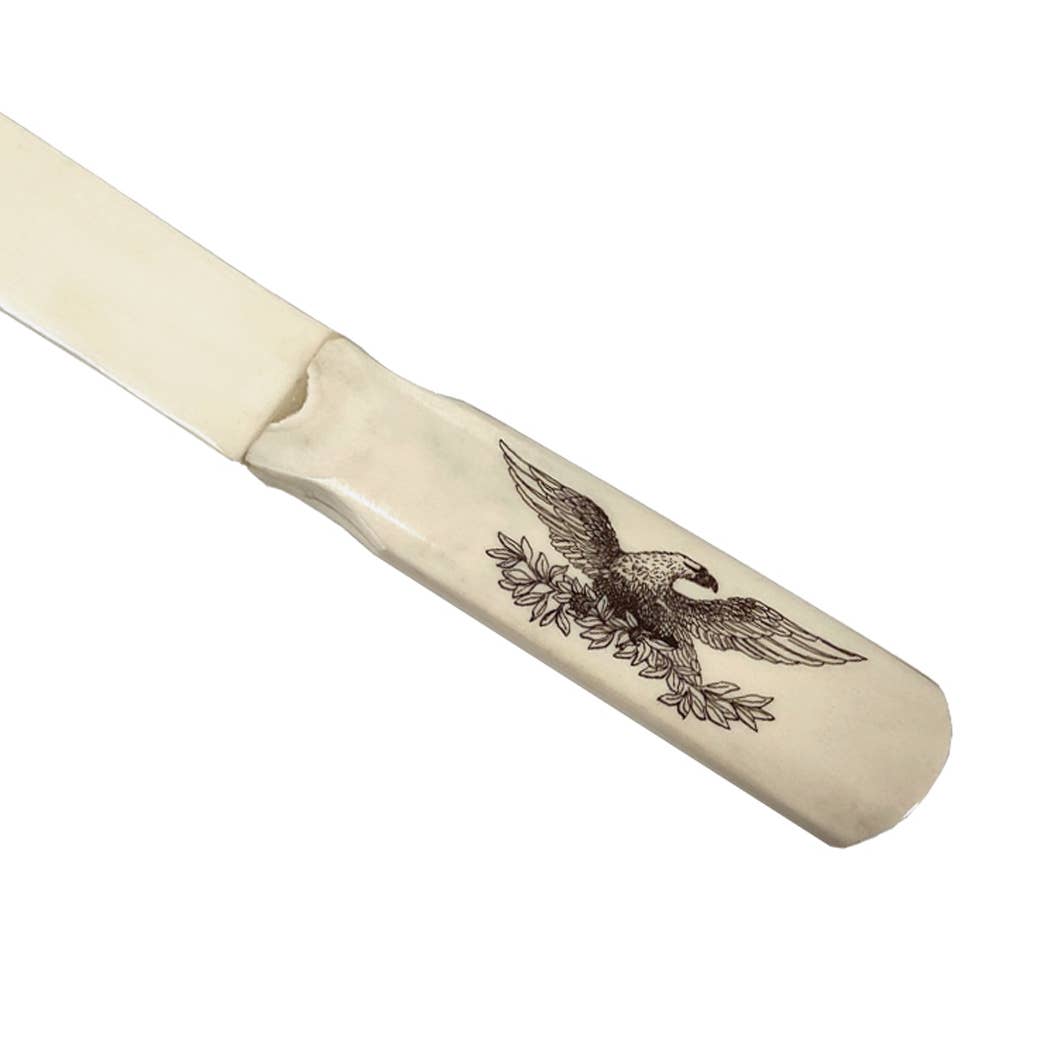 Eagle Engraved Scrimshaw Ox Bone Letter Opener Men's Gift | 9" Knife Mail Envelope Opener Staple Remover