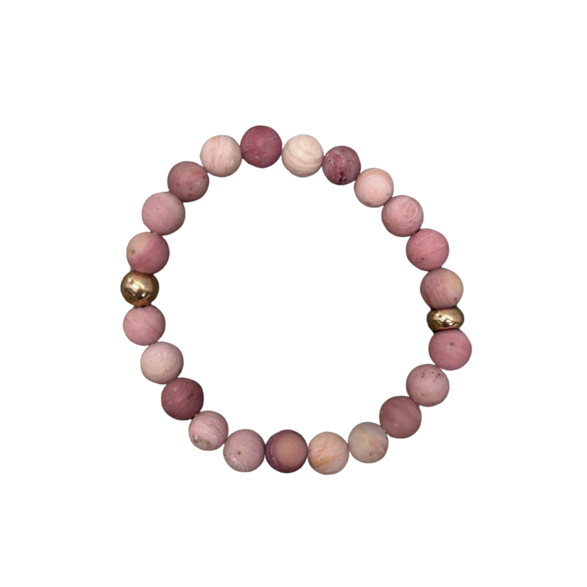 Earthy Clay Beads Beaded Bracelet | Mauve Boho Elastic Bracelet | Gold or Silver